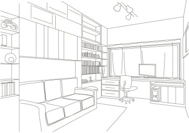 Doğrusal mimari kroki kabine Salonu