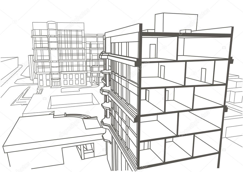 rough sketch of apartment buildings clos... | Stock Video | Pond5
