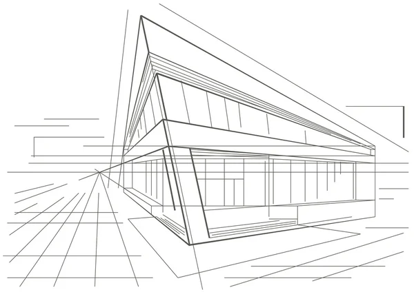 Architektonické skici moderní rohové budovy — Stockový vektor