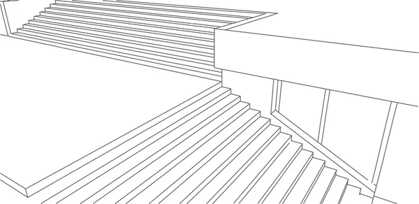 Linienskizze der Straßentreppe — Stockvektor