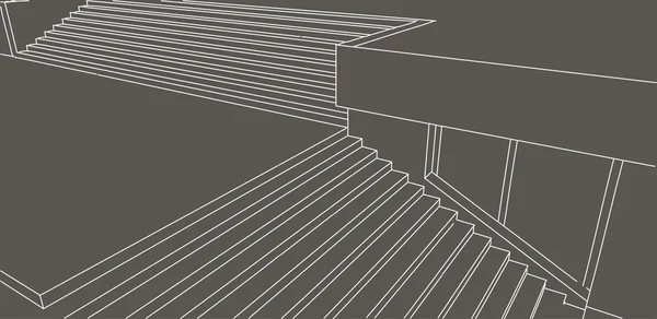 Skici čáry ulice schodiště na šedém pozadí — Stockový vektor