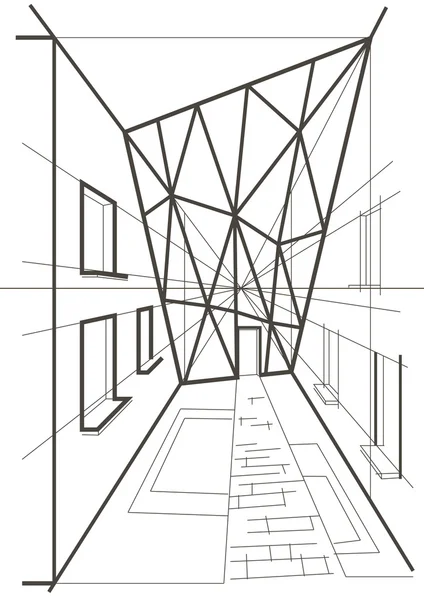 Arhitectural 线性的建筑草图 — 图库矢量图片