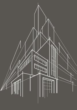 soyut doğrusal kroki çok katlı gri arka bina