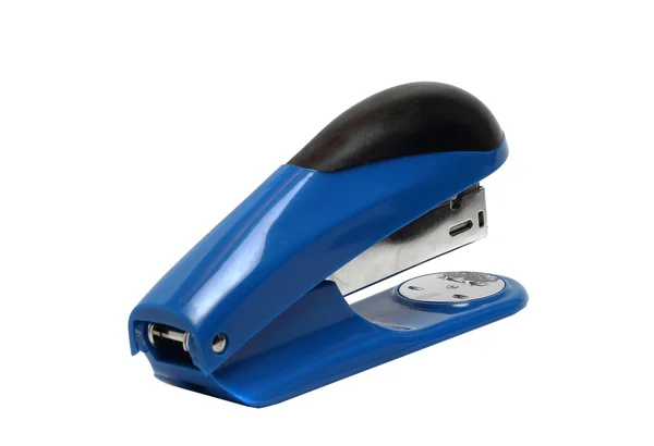 Big blue office stapler on a white background — Stockfoto