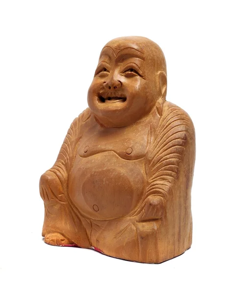 白い背景の上の木製の仏像 — ストック写真