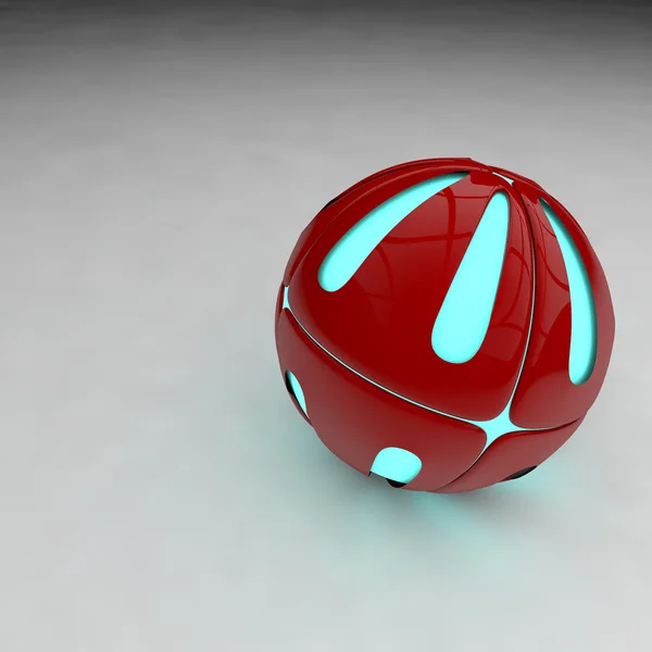 Červený míček, který svítí modelovat ve 3d — Stock fotografie