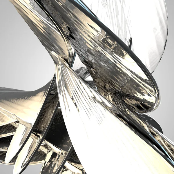 Abstracción dorada de metal realizada en 3D Imagen De Stock