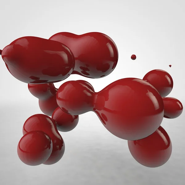 Абстракция с капельками в виде метаболитов, смоделированных в 3D — стоковое фото