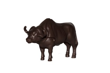 plastik oyuncak buffalo beyaz bir arka plan üzerinde