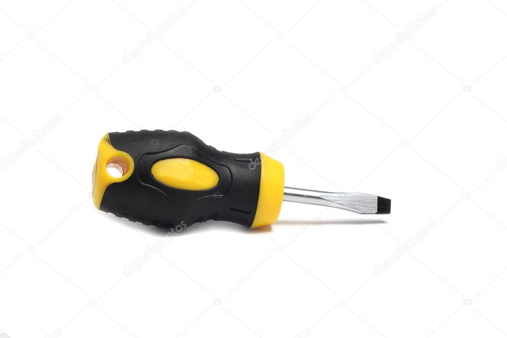 Phillips screwdriver with black and yellow handle