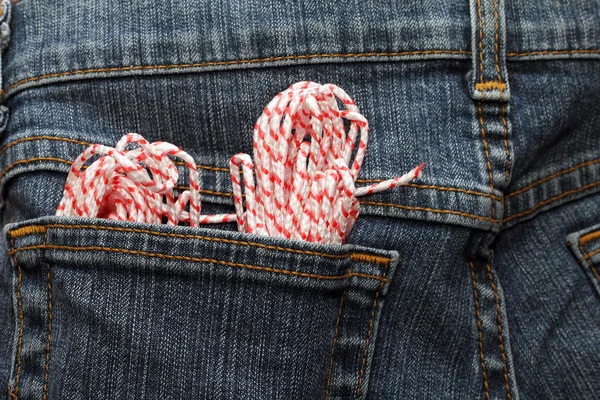 Cuerda en un bolsillo de jeans — Foto de Stock