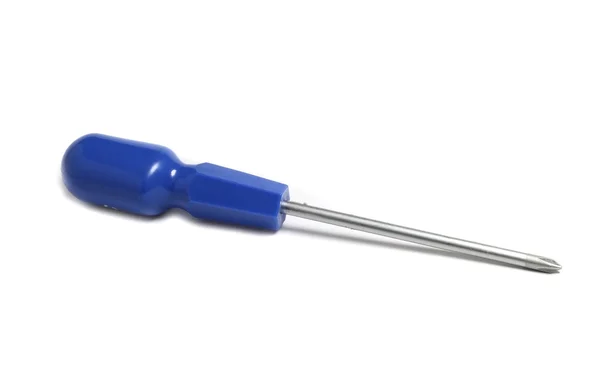 Screwdriver with a cross and blue handle — Stock Photo, Image