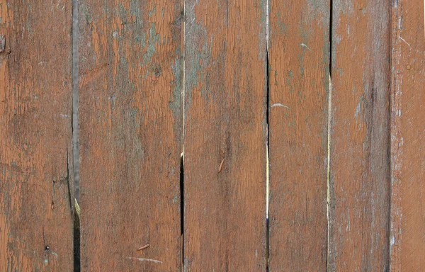 Part of wooden door painted in orange and have grown old — Stock Photo, Image