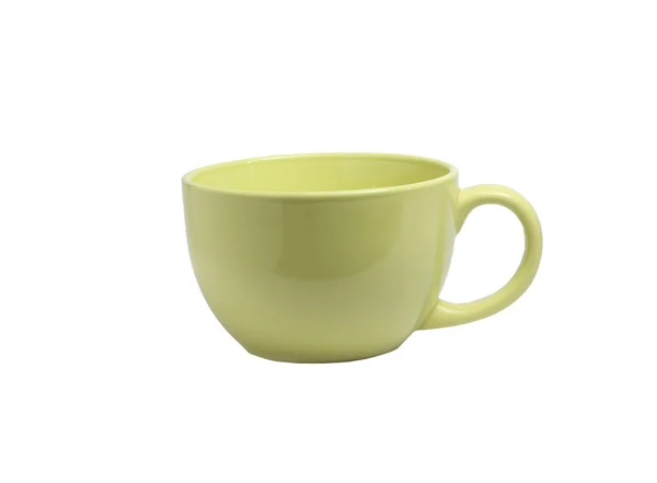 Grande tasse verte sur fond blanc — Photo