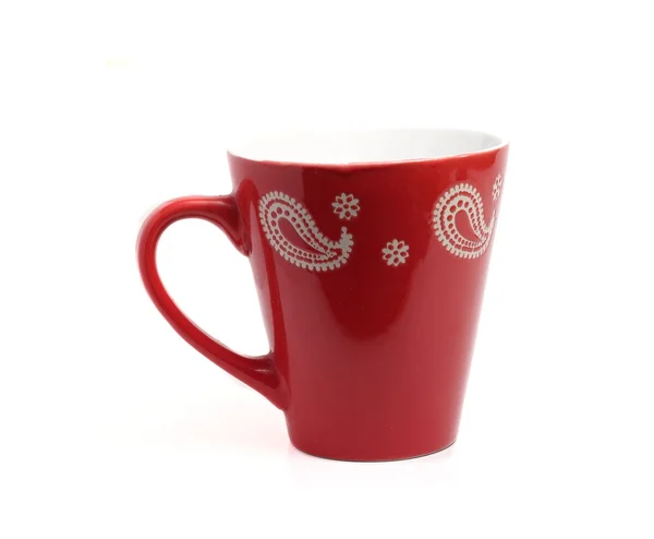 Taza de color rojo brillante con patrones interesantes — Foto de Stock