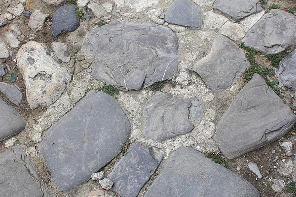 Textura del camino de piedra con hierba verde — Foto de Stock