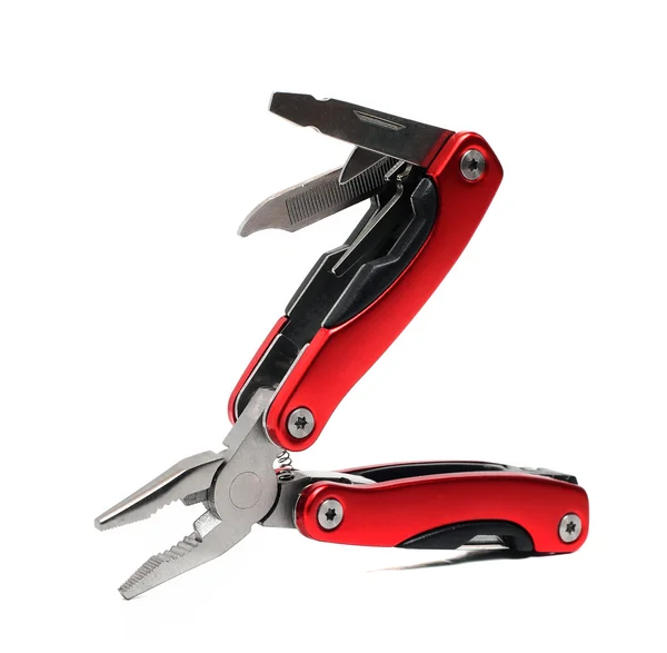 Alicate multi ferramenta de bolso com alças vermelhas — Fotografia de Stock
