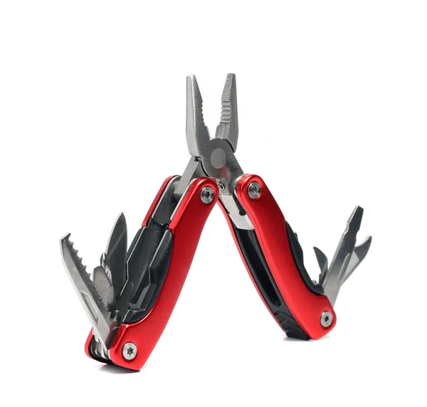 Pocket multi tool pliers with red handles — Stock Photo, Image