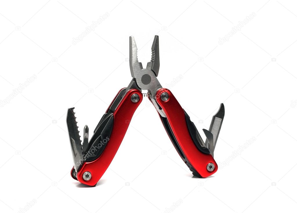pocket multi tool pliers with red handles
