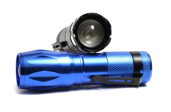 Two compact flashlight on a white background — Stock Photo, Image