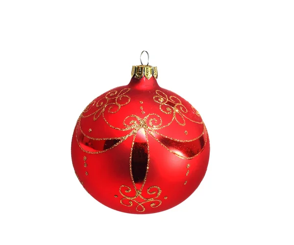 Large Christmas ball in red isolated on white — Stock Photo, Image