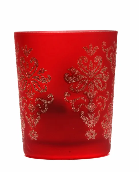 Elegante vela roja en un vaso — Foto de Stock