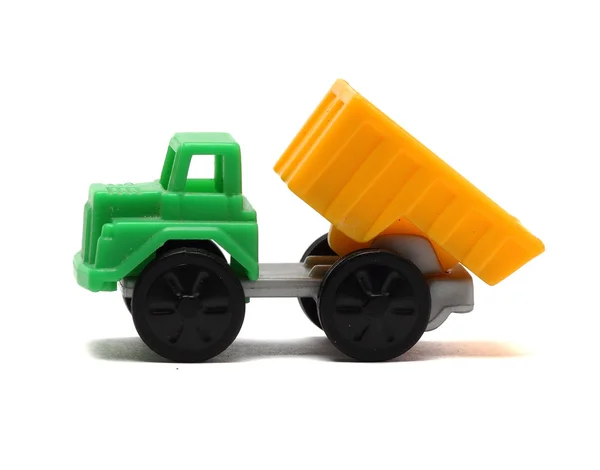 Colorful toy truck on a white background close up — Stock Photo, Image