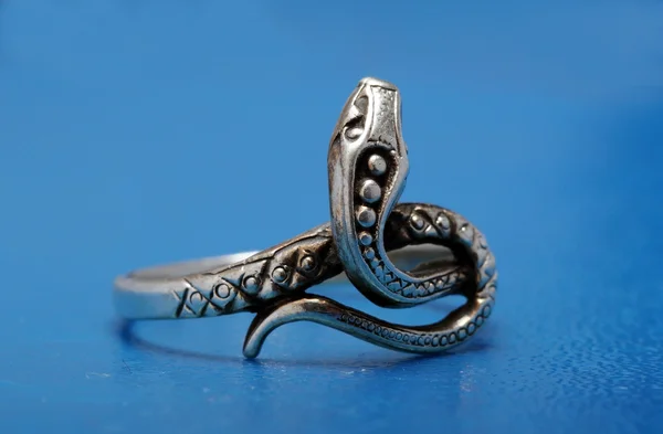 Anillo de plata en forma de serpiente — Foto de Stock