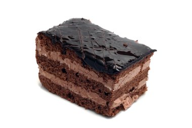 Beyaz arka plan üzerinde izole küçük çikolatalı kek