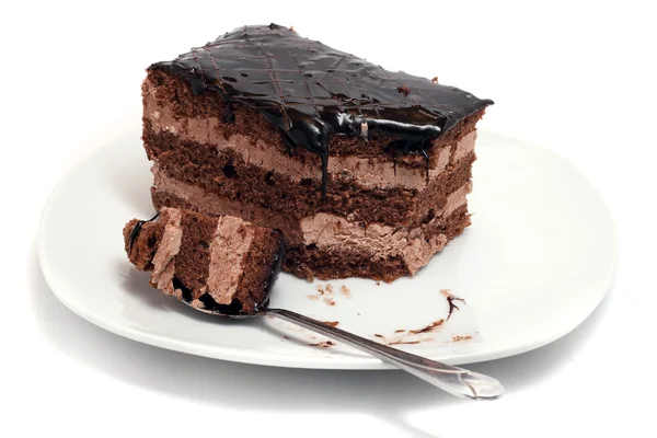 Kleiner Schokoladenkuchen auf weißem Teller — Stockfoto