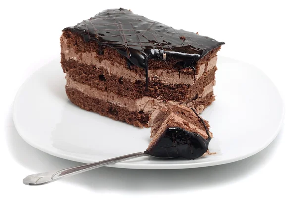 Kleiner Schokoladenkuchen auf weißem Teller — Stockfoto
