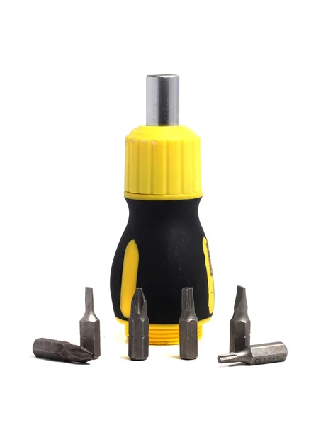 Functional screwdriver with interchangeable inserts — Stock Photo, Image