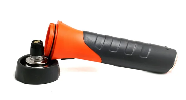 Gray-orange flashlight on a white background — Stock Photo, Image