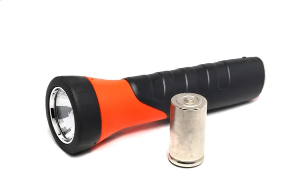 Gray-orange flashlight on a white background — Stockfoto