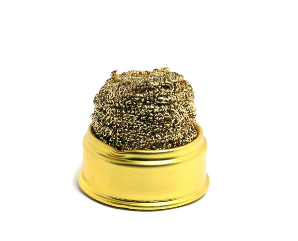 Metal sponge golden color stand — Stock Photo, Image