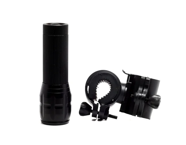 Strong plastic mounting flashlight and flashlight — Stock Photo, Image