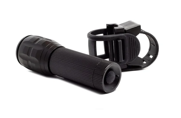 Dusty rubber mount for flashlight and flashlight — Stock Photo, Image