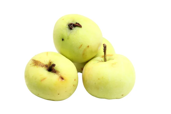 Manzanas amarillas y verdes sobre un fondo blanco —  Fotos de Stock