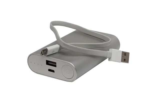 Potente batería externa con cable USB —  Fotos de Stock