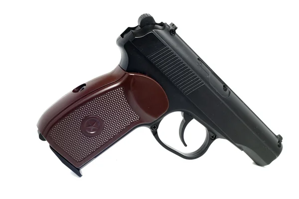 Kopie ze zaprášených vzduchové pistole na bílém pozadí — Stock fotografie
