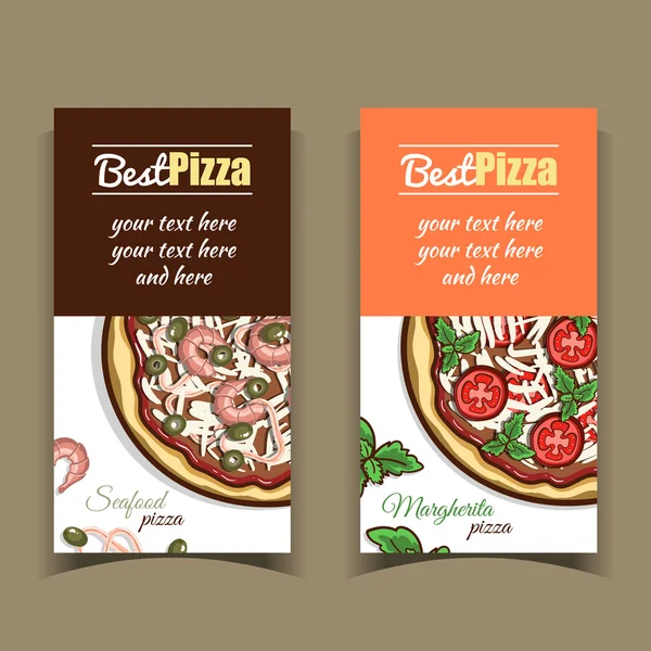 Banners Mariscos Margherita Pizza — Archivo Imágenes Vectoriales