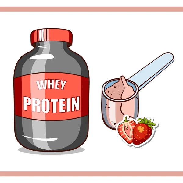 Jar Dengan Protein Strawberry - Stok Vektor