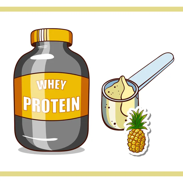 Tarro con proteína de piña — Vector de stock