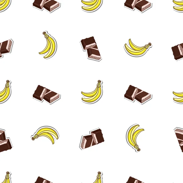 Bezešvé vzor čokoládový banán — Stockový vektor