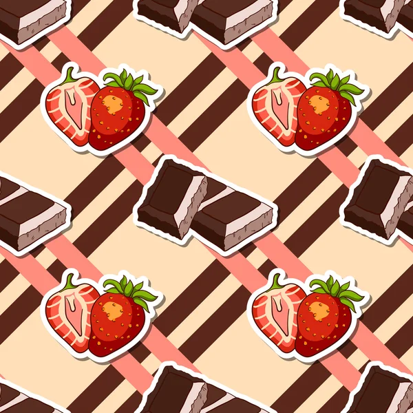 Fondo rayado Chocolate Fresa — Vector de stock