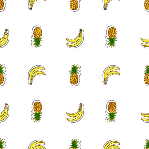 Seamless Pattern Banana Pineapple — Stock Vector