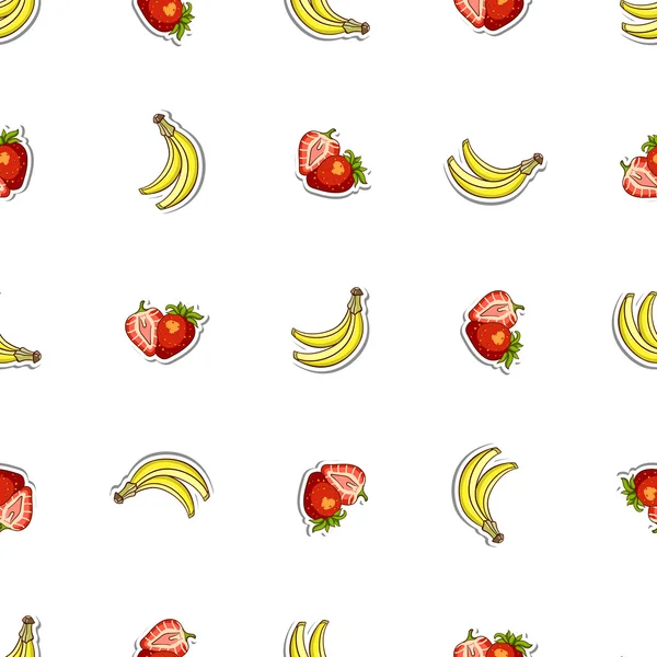 Seamless Pattern Strawberry Banana — Stock Vector