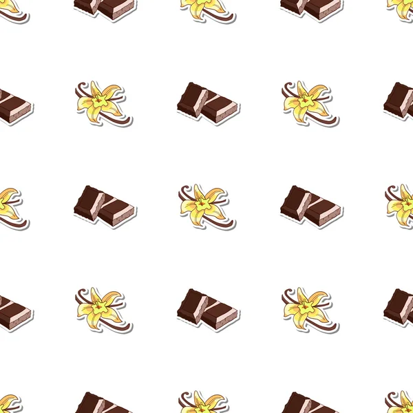 Patrón sin costura vainilla de chocolate — Vector de stock