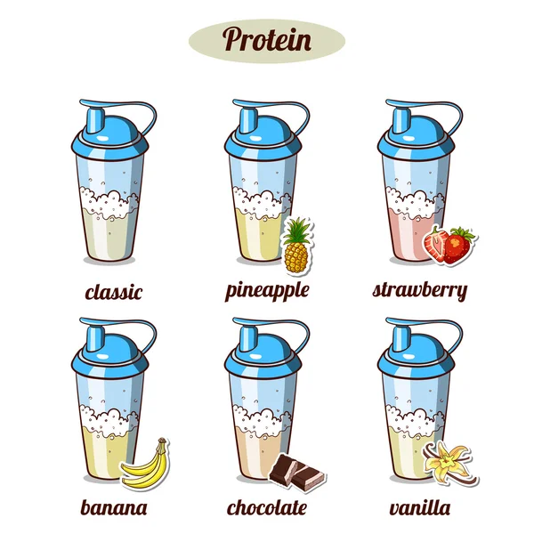 Colas de Proteína Diferentes — Vector de stock