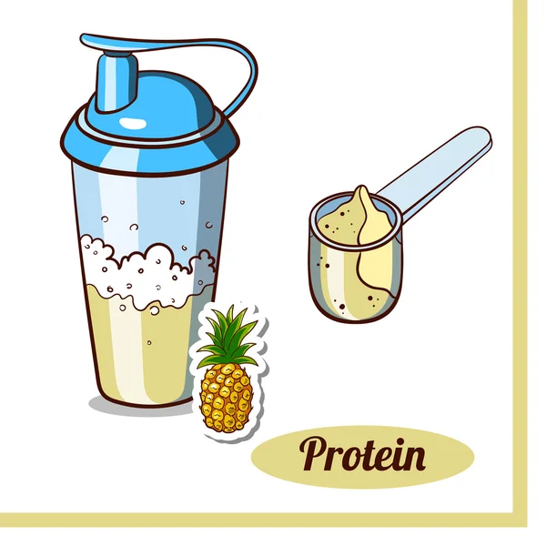 Kepçe Protein Shaker ananas — Stok Vektör